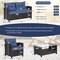 Costway 8 PCS Patio Rattan Furniture Set Glass Table Shelf Sofa Cushion